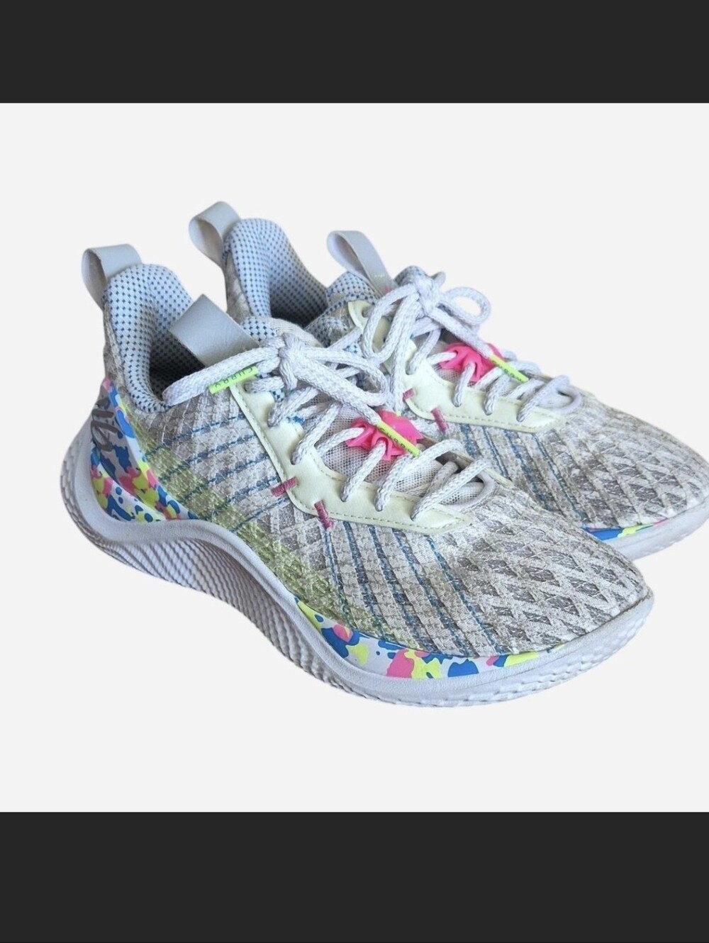 Under Armour Curry 10 Splash Party Kids Basketball Sneakers Gray Multicolor 6Y